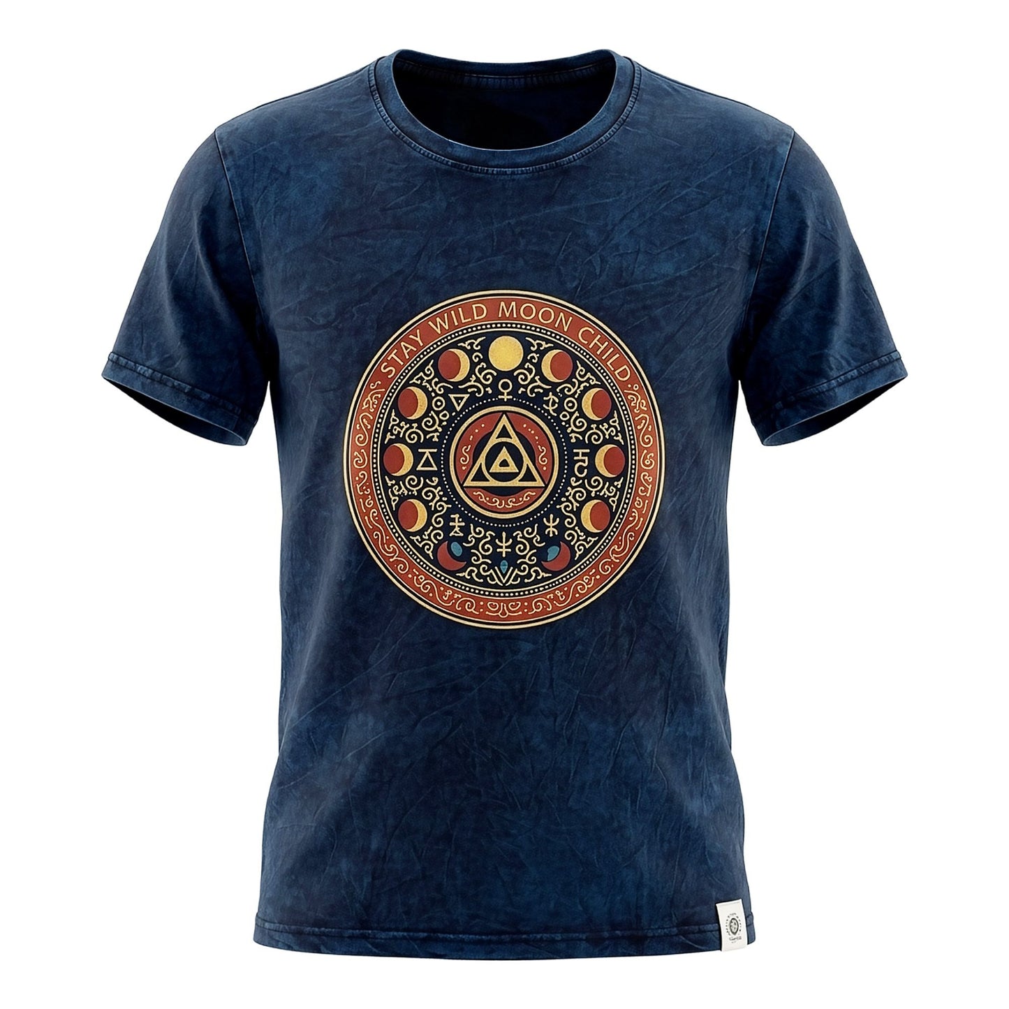 Camiseta de algodón lavado a piedra Nomad Sari - Mantente salvaje, hijo de la luna - Azul - Grande
