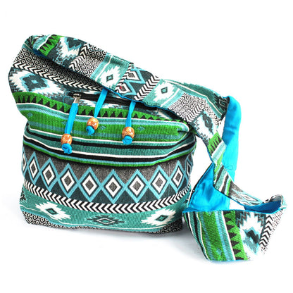 Mochila Pequeña Jacquard Verde Azulado