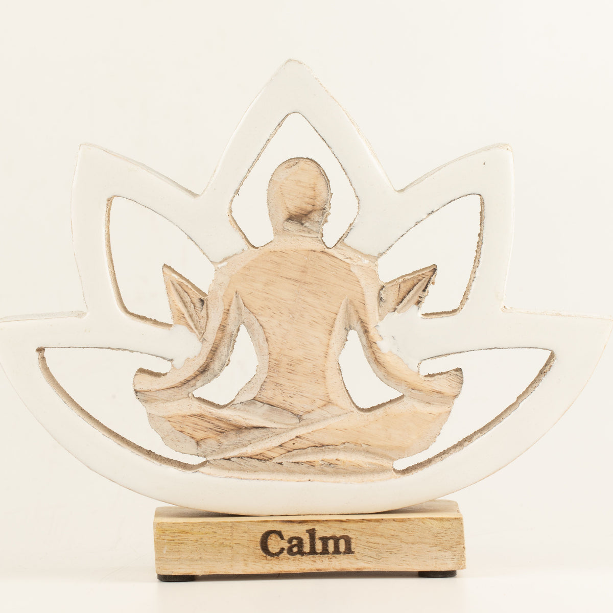 Yoga Mujer de Madera - Flor de Loto - Crema - Calma