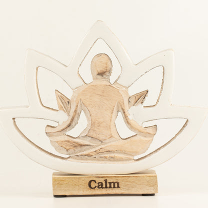 Yoga Mujer de Madera - Flor de Loto - Crema - Calma
