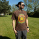 Nomad Sari Camiseta de algodón lavado a piedra - Sol y Zodiaco - Marrón - Talla S
