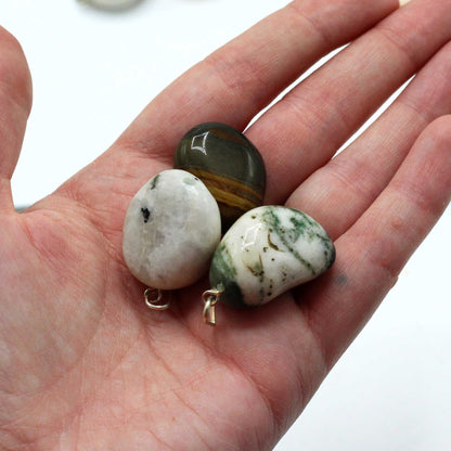 20 x 20x Colgantes Mixtos de Cristal Plateado y Piedras Talladas