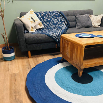 Tapis anti-mauvais œil en corde de coton, 150 cm