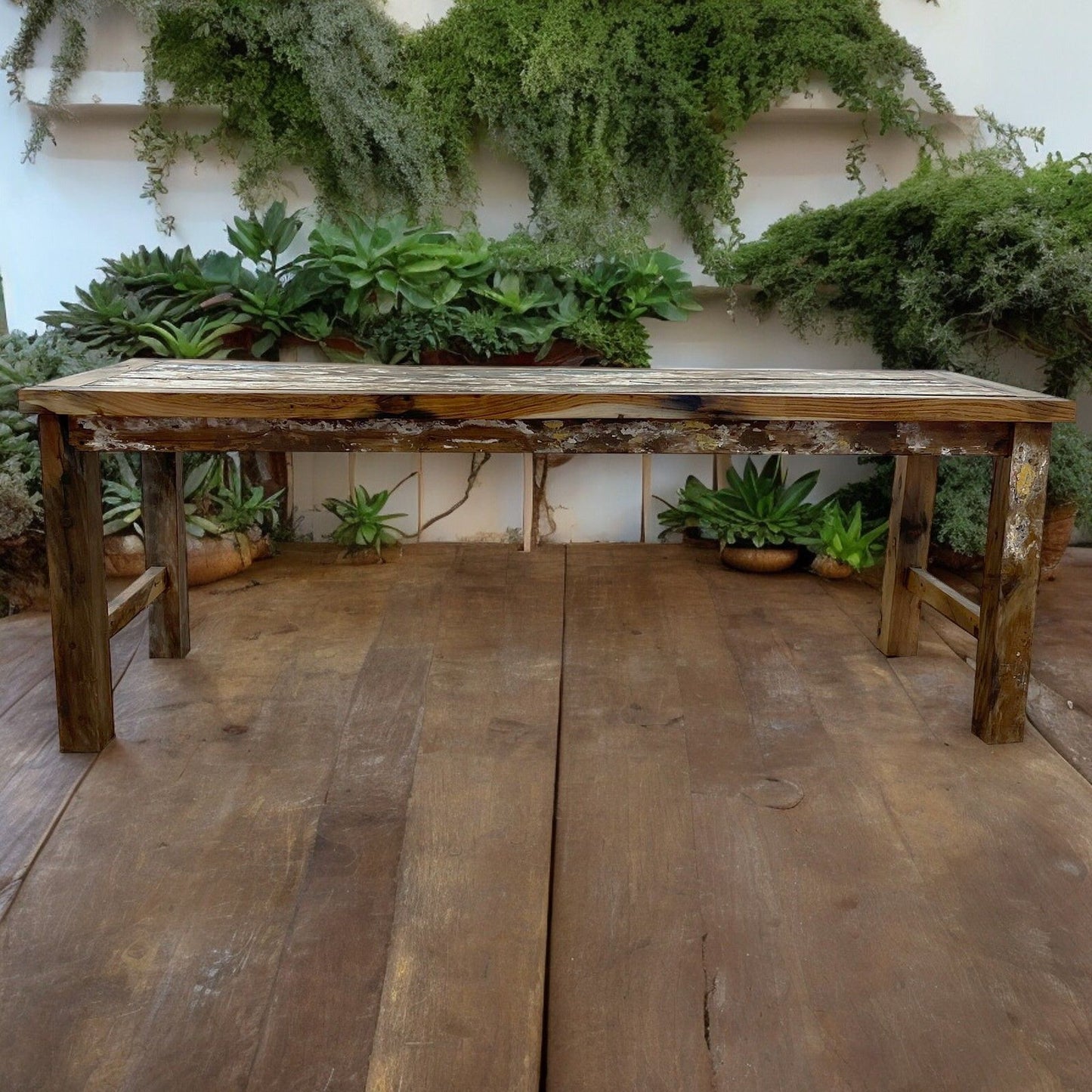 Table à manger/de présentation en bois de teck recyclé 1,8 m