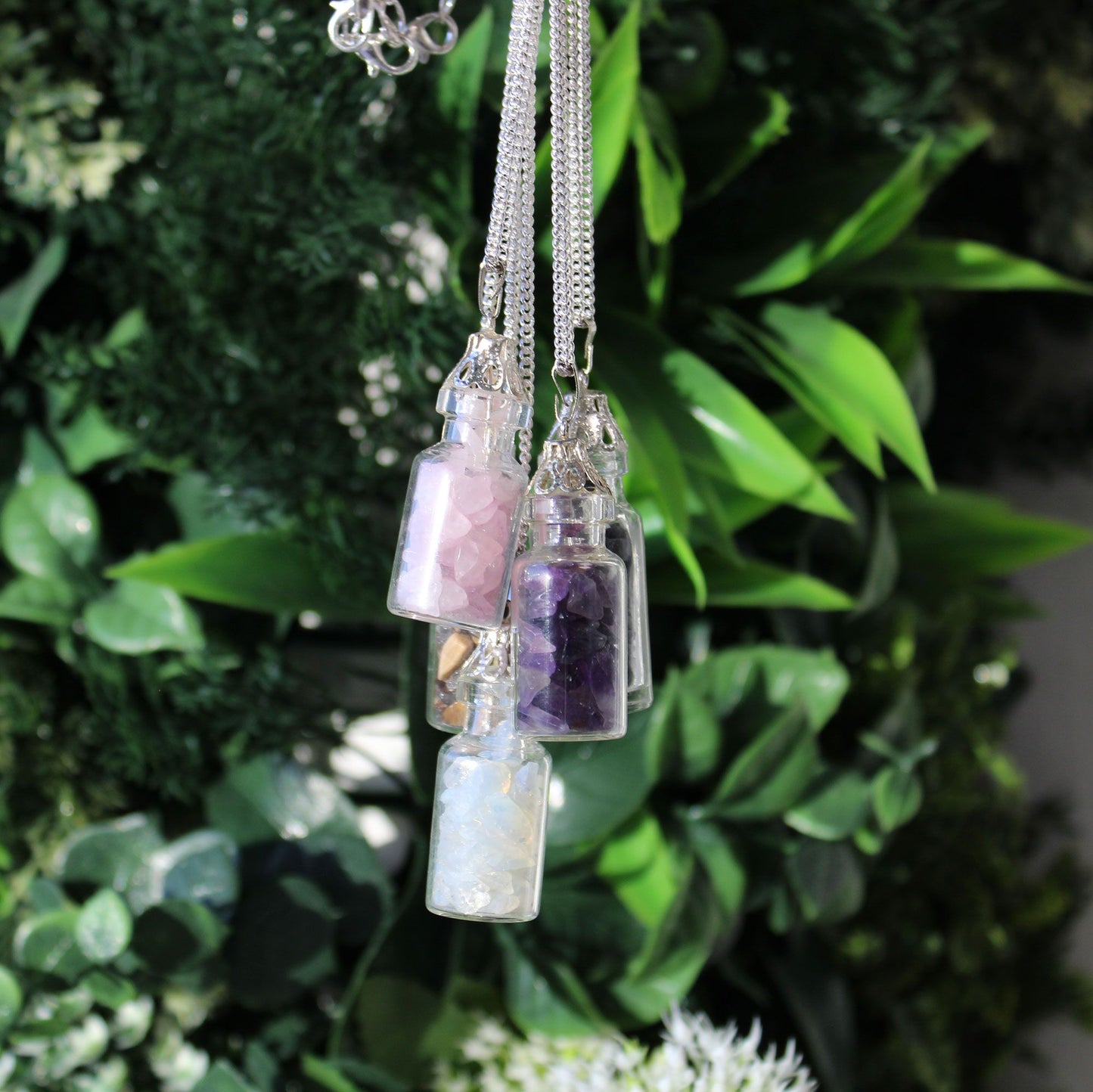 Collar de Piedras Preciosas Embotelladas - Cuarzo Rosa