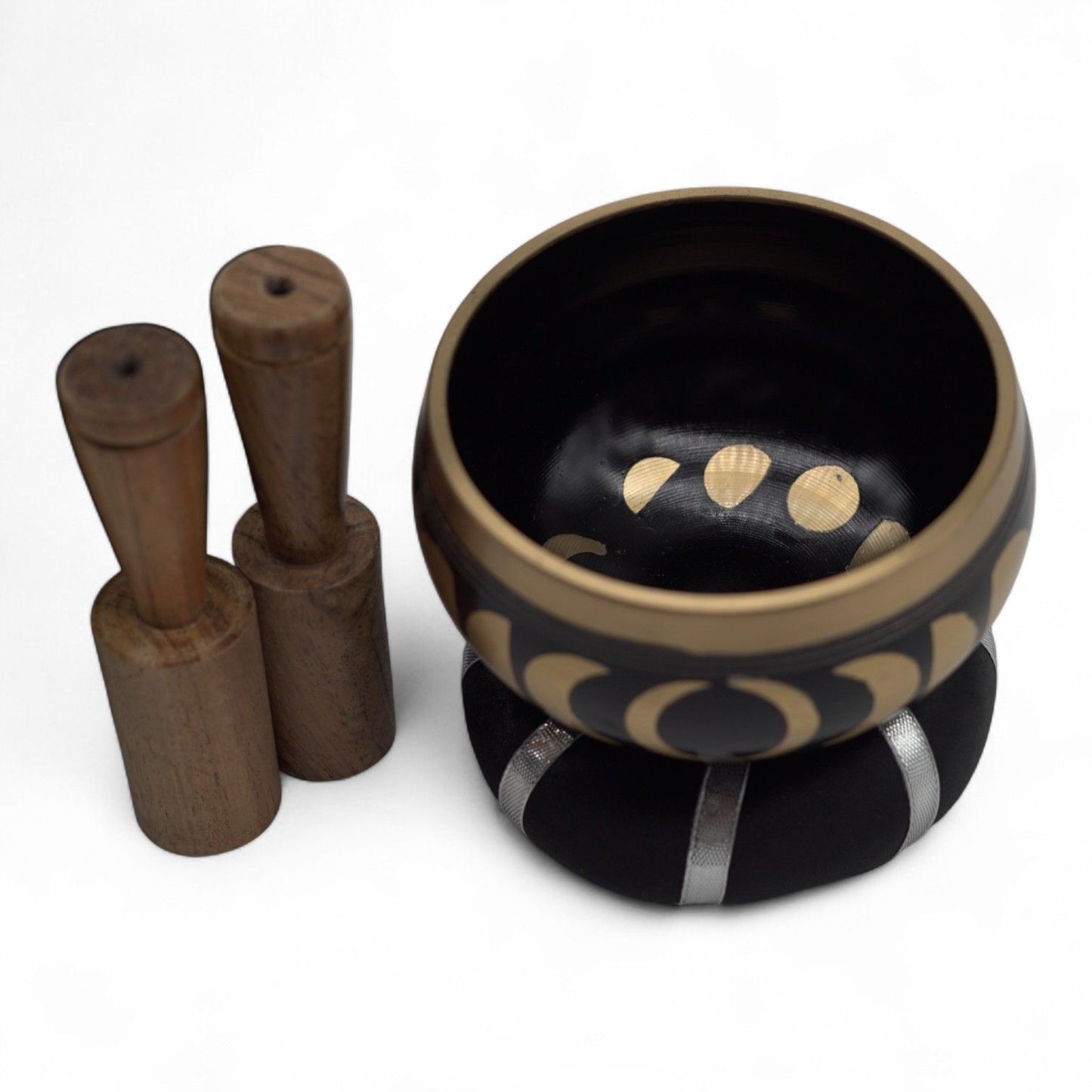 Ensemble de bols chantants tibétains - Phase de lune - Noir 10,7 cm