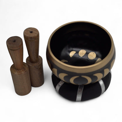 Ensemble de bols chantants tibétains - Phase de lune - Noir 10,7 cm