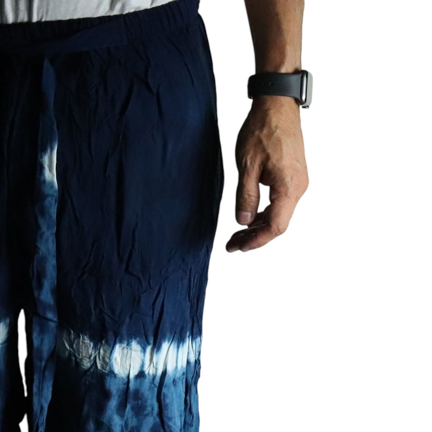 Loungehose im japanischen Stil – Türkis und Orange – L