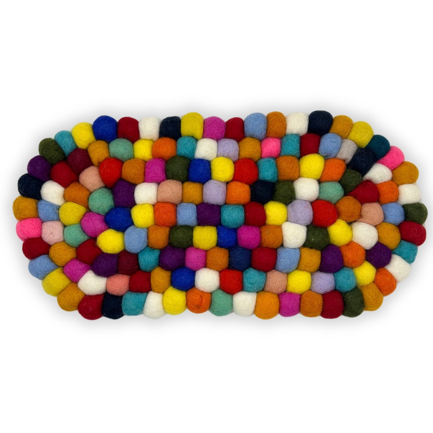 Ovale Filzkugel-Tischsetmatte – 38 x 18 cm, mehrfarbig