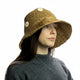 Chapeau de soleil souple en paille Nomad Sari - Fleurs beiges et bleues