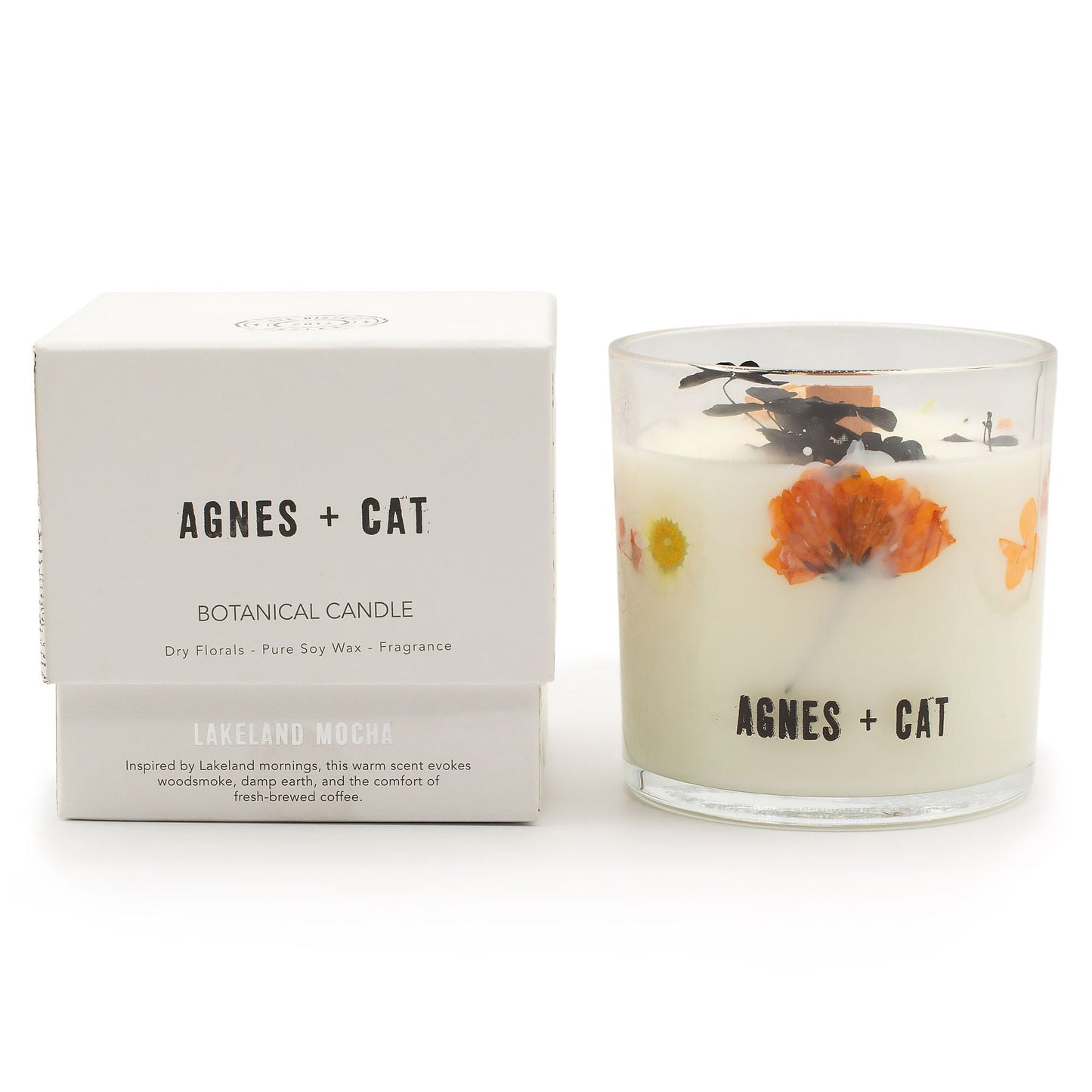 Vela de cera de soja botánica Agnes + Cat - Lakeland Mocha