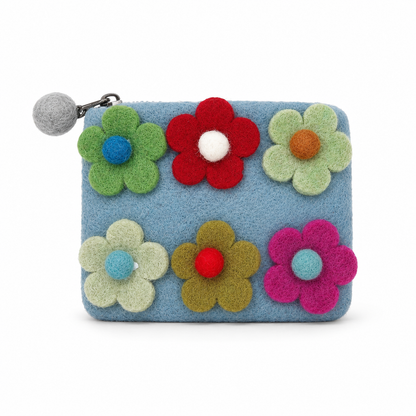 Seis estuches con cremallera de fieltro con flores (3 surtidos)