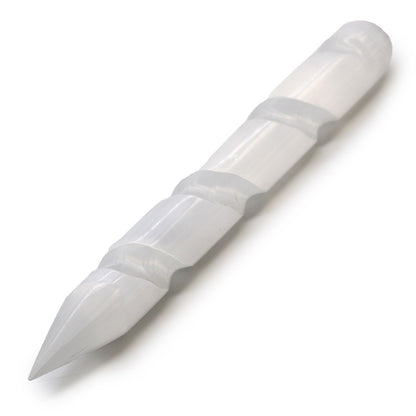 Varita Espiral de Selenita - 16 cm (Ambos extremos punta)