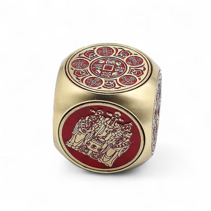 Feng Shui Fortune - Roter und Messing-Wohlstandswürfel - Flach
