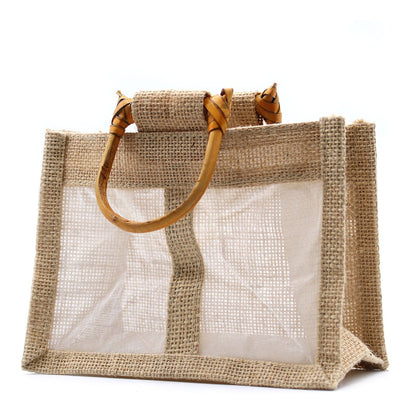 Bolsa de Regalo con Ventana de Yute Puro y Algodón - 2 Ventanas