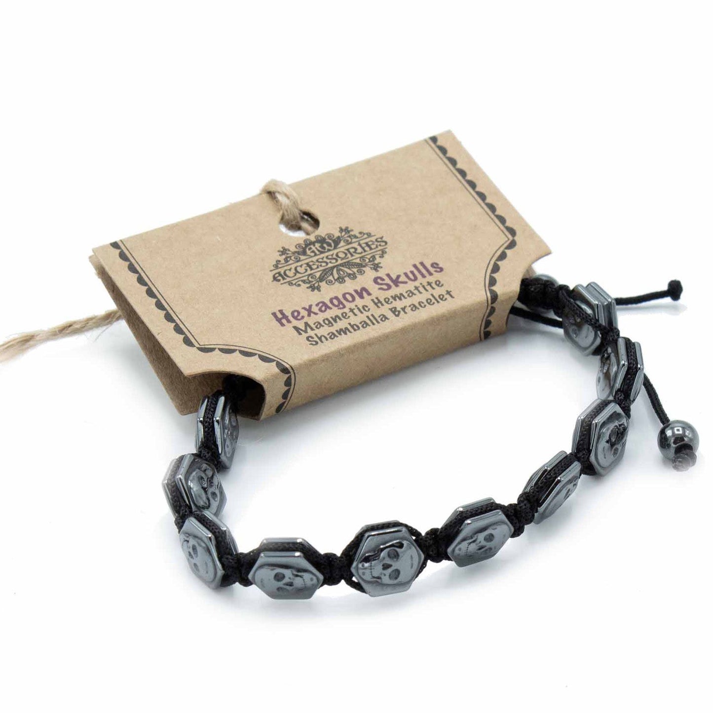 Hämatit-Shamballa-Magnetarmband – Sechseckige Totenköpfe