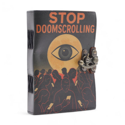 Carnets imprimés en cuir (7 x 5 pouces) - Stop Doom Scrolling - 200 pages papier ordinaire