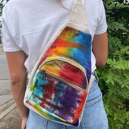 Sac bandoulière en chanvre tie-dye