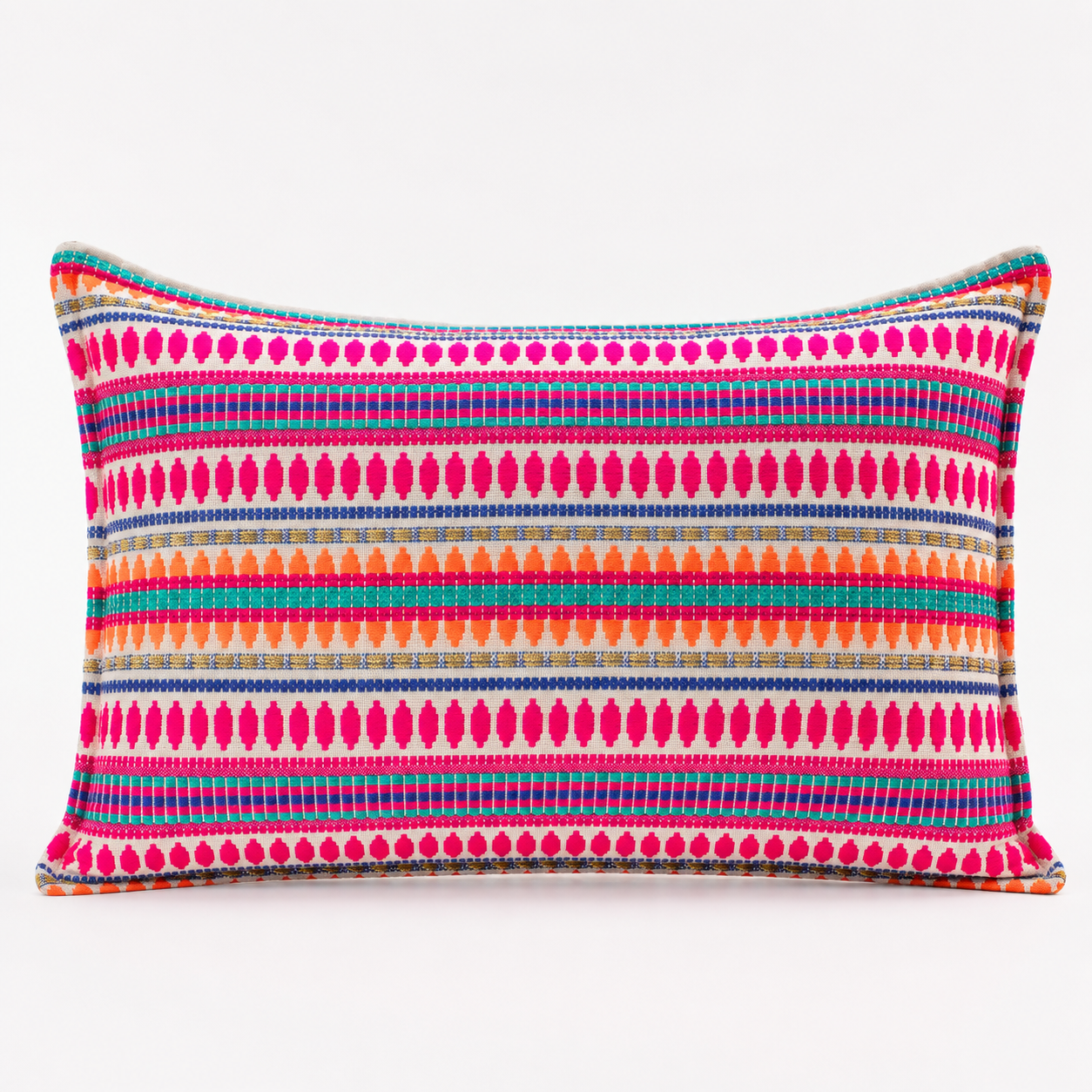 Funda de cojín clásica - Rayas neón - 30 x 50 cm - Estilo de madera