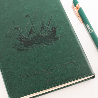 Cuaderno de Intención A5 - Pantalla LCD de limpieza - Efecto cuero verde - 80 hojas