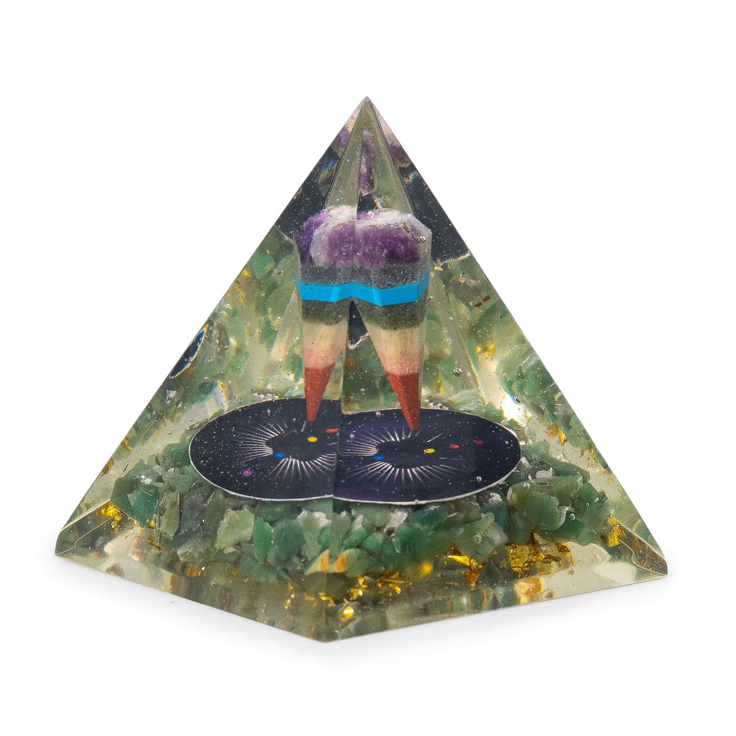 Pyramides d'orgonite Med 7x6 cm - Pendule - Copeaux d'aventurine verte