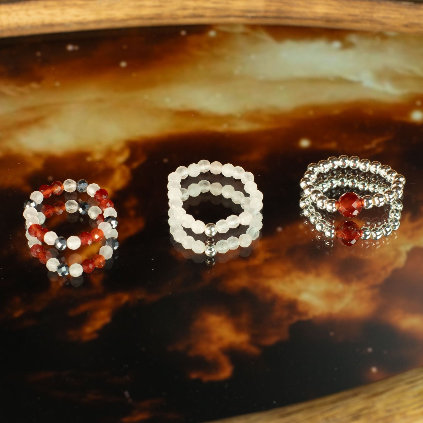 Geister-Nymphen-Edelsteinring-Set – Liebe und Feuer