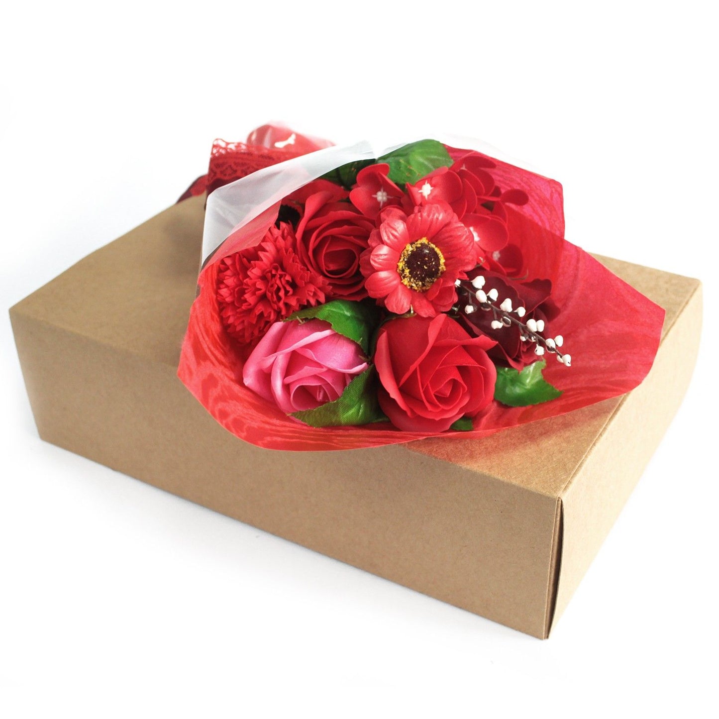 Strauß Seifenblumen in einer Box - rot