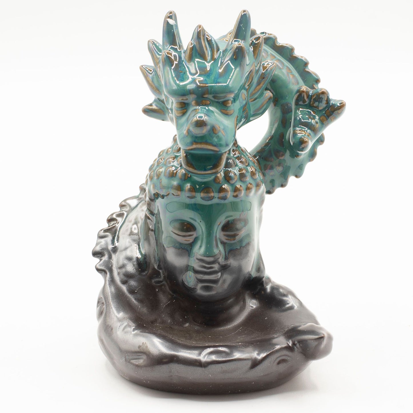 Brûleur d'encens à refoulement - Dragon sur Bouddha