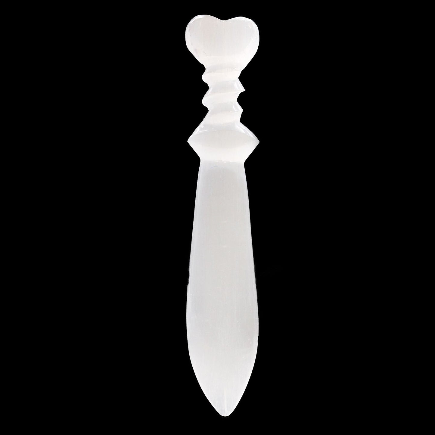 Couteau rituel en sélénite, grand format, spirale (25 cm)