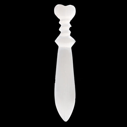 Couteau rituel en sélénite, grand format, spirale (25 cm)