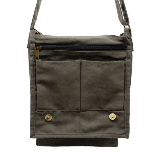 Bolso mensajero de lona de algodón - grafito