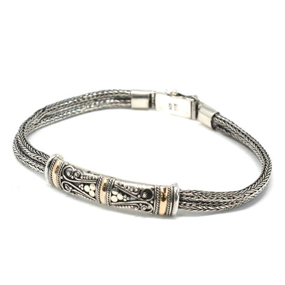 Pulsera Plata y Oro Cadena Gemela Unisex