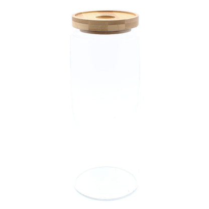 Bote de Cristal con Tapa de Bambú - 20cm