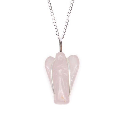 Colgante de ángel de la guarda con piedras preciosas - Cuarzo rosa