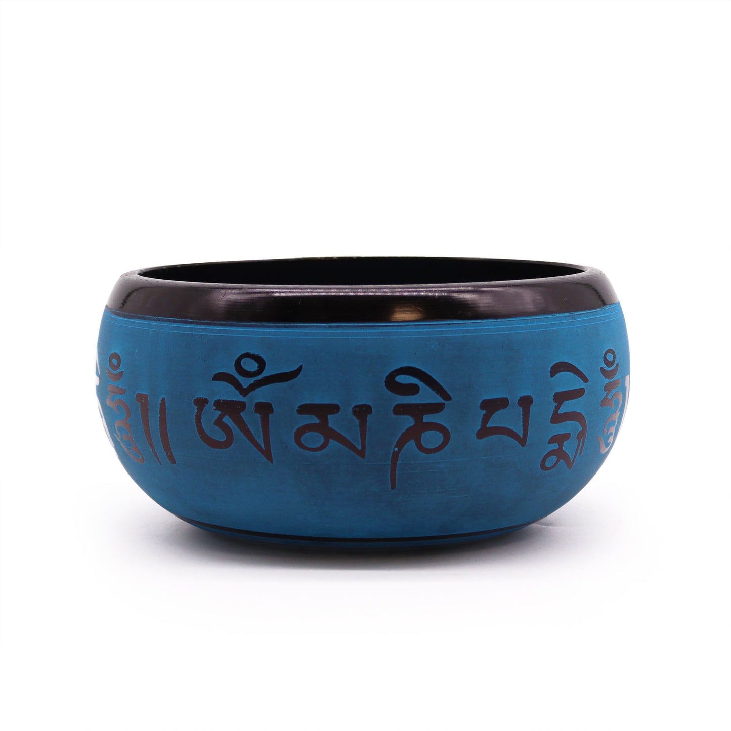 Tibetische Klangschale Earth Powder - Fünf Buddhas Mantra Blau - 16 cm