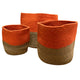 Panier moyen en coton et jute 20 x 20 cm - Orange