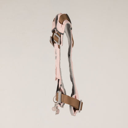 PAW - S (4-8 kg) Arnés de paso para perros Guardian con malla reflectante - Rosa suave - Colgante de cuarzo rosa