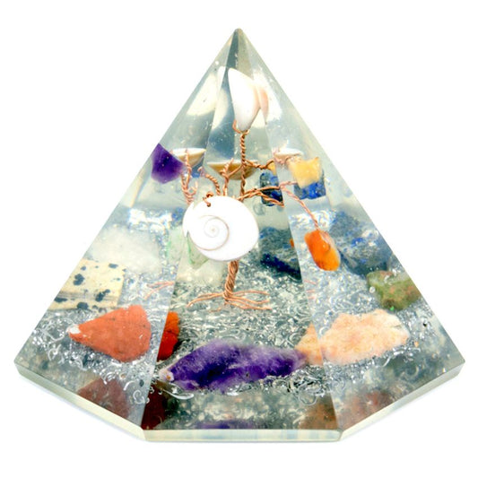 Orgonit 7-seitige Pyramide - Edelstein-Weisheitsbaum - 90 mm
