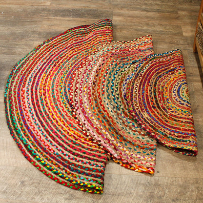 Alfombra Redonda de Yute y Algodón Reciclado -  90 cm
