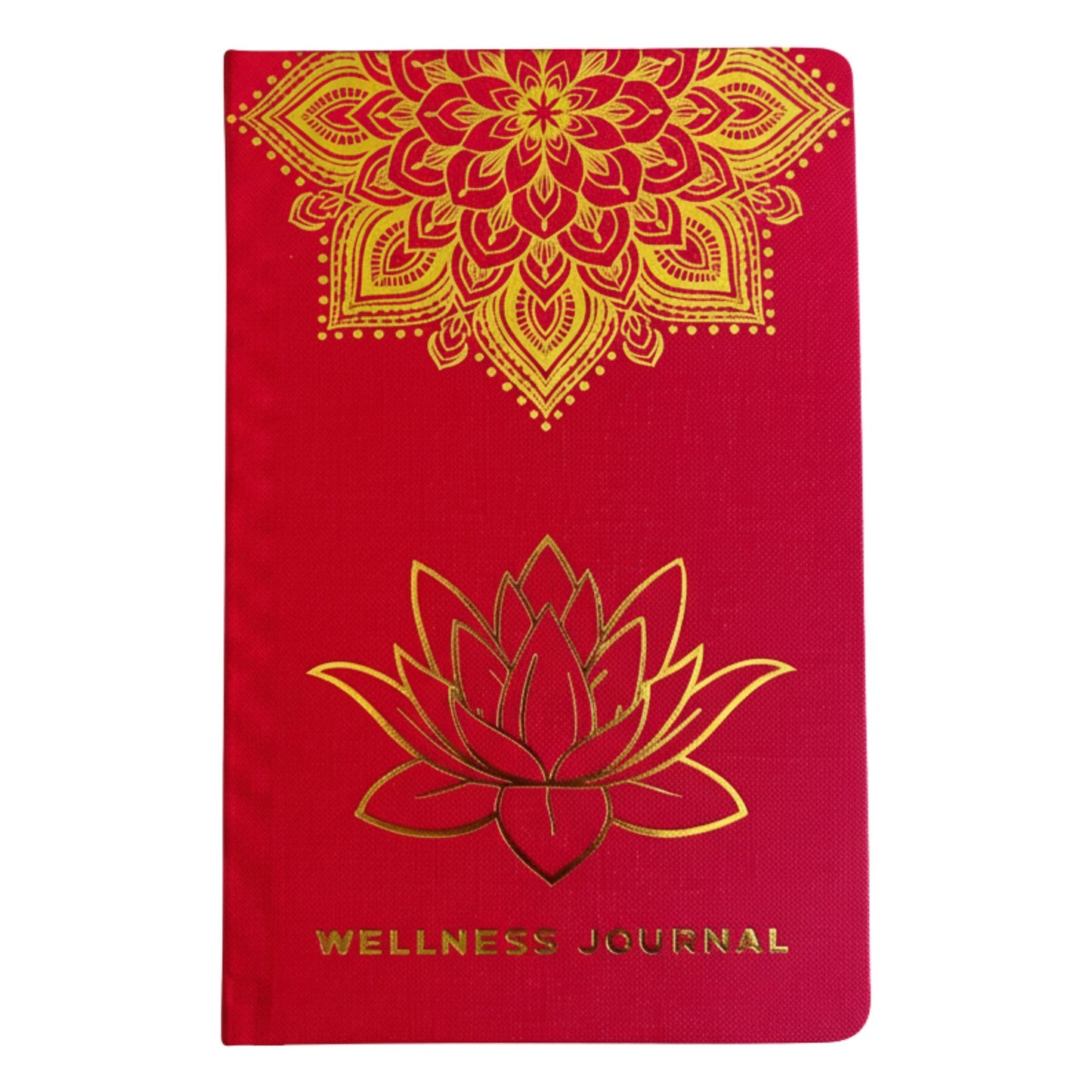Carnet de bien-être rouge - 120 pages - Mandala doré et lotus