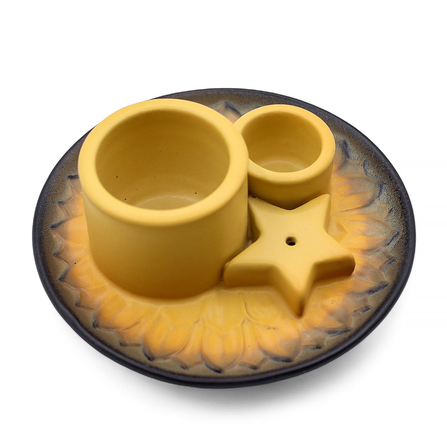 Porte-bâton et encens Palo Santo - Mandala - Sable et gris