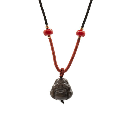 Coole Edelsteinanhänger – Buddha aus Silber-Obsidian