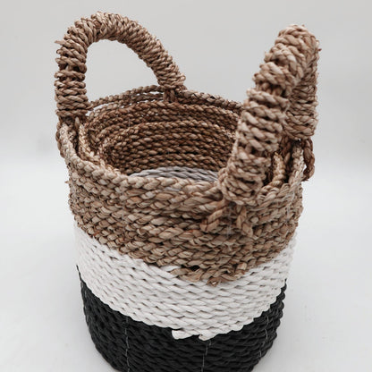 Juego de cestas de algas marinas - Gris oscuro / Blanco / Natural