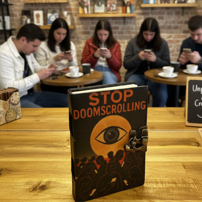 Carnets imprimés en cuir (7 x 5 pouces) - Stop Doom Scrolling - 200 pages papier ordinaire