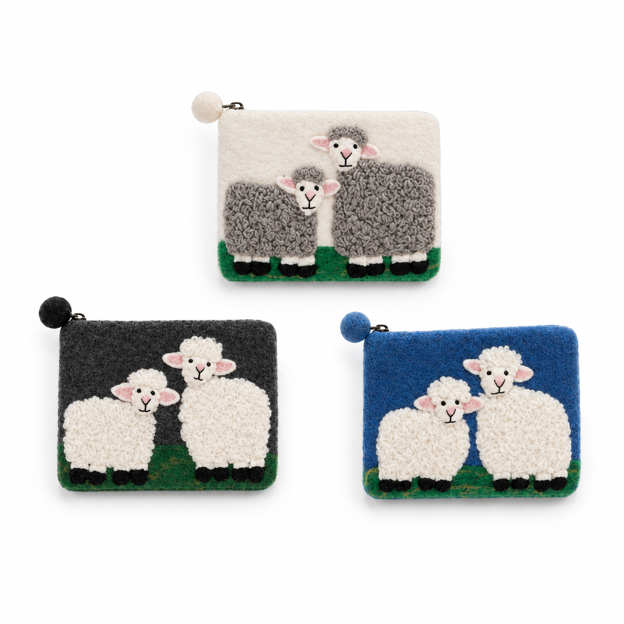 Bolsa de fieltro de oveja, estilo campo, con cremallera (3 surtidos)