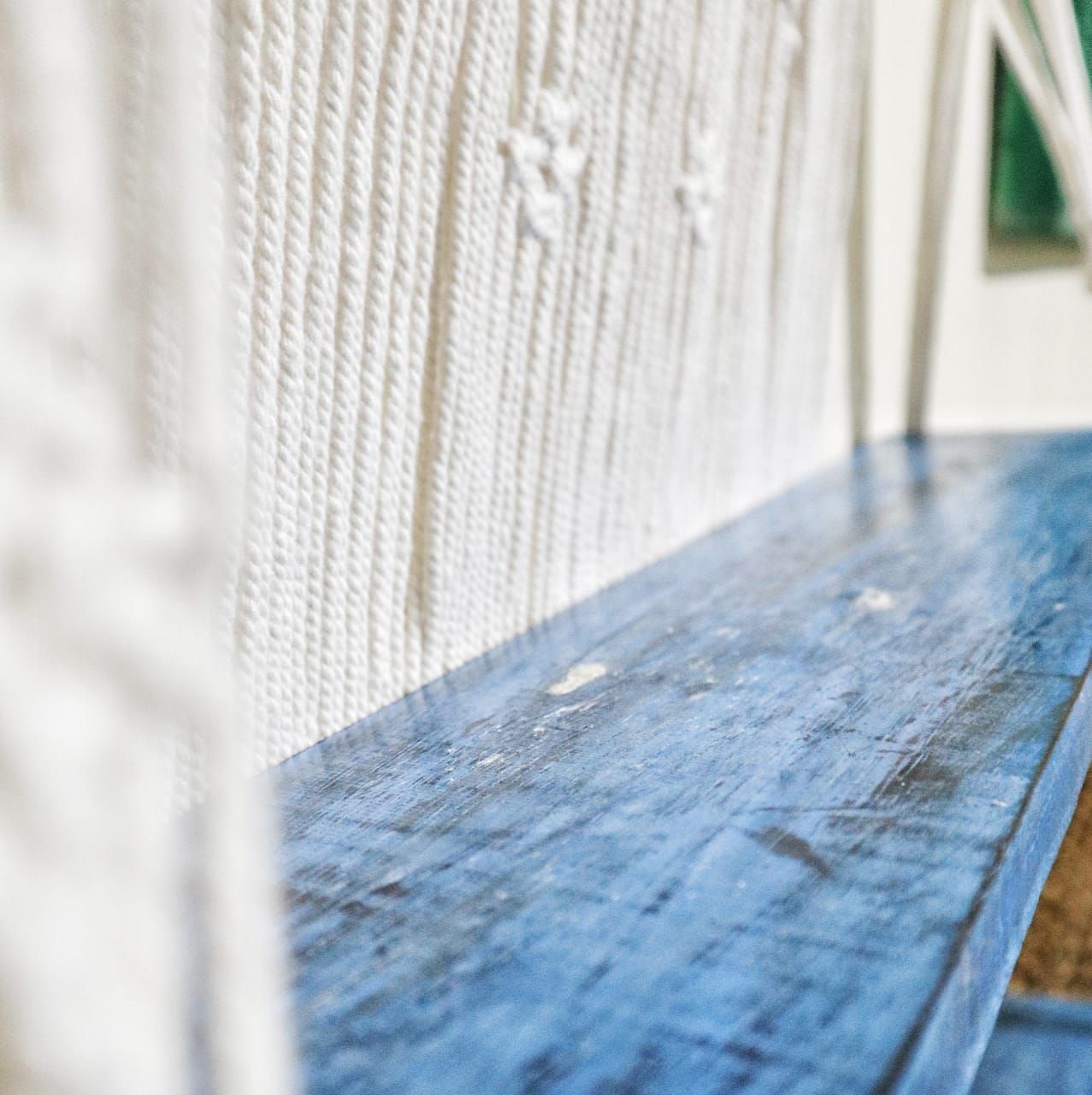 Étagères suspendues en macramé naturel - Bleu