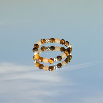 Set aus Ringen mit Elfenjuwelen – Sonnenuntergang am Meer