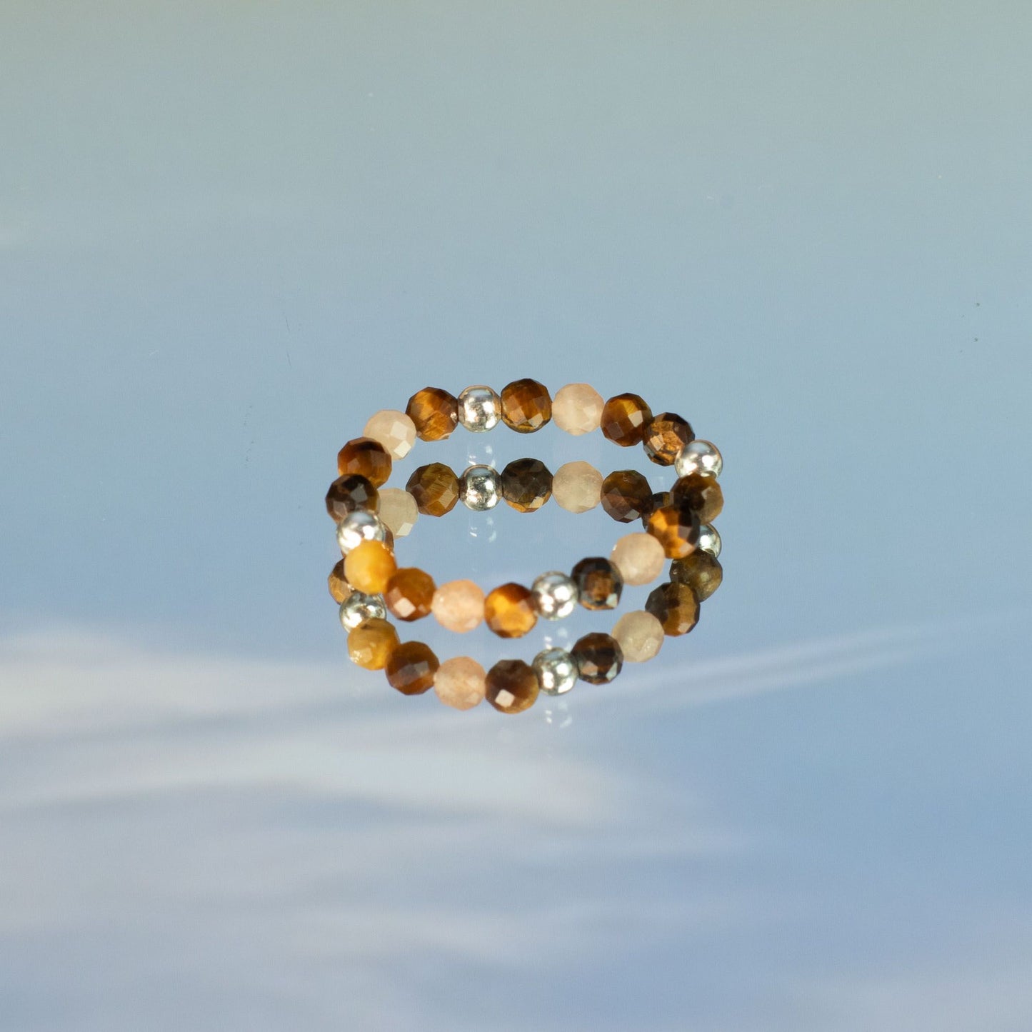 Set aus Ringen mit Elfenjuwelen – Sonnenuntergang am Meer
