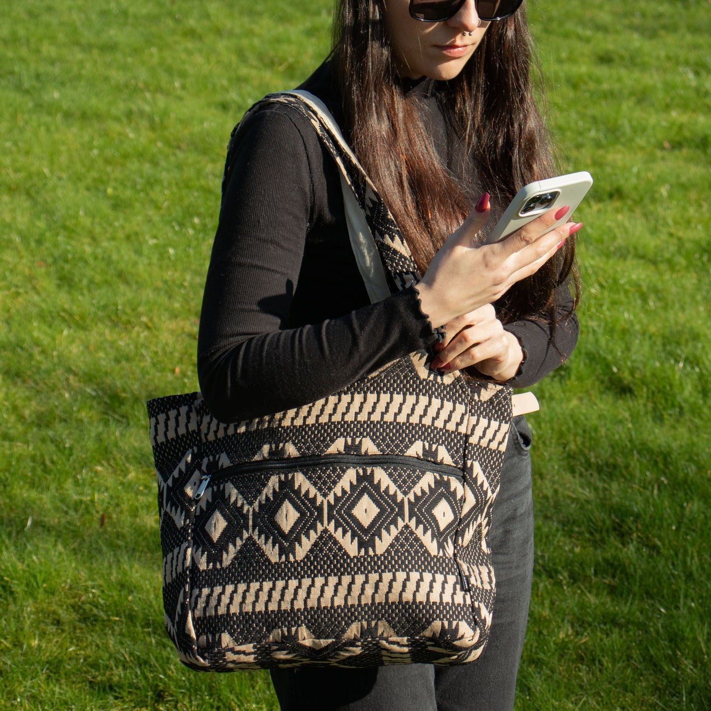 Taschen aus natürlichem Jacquard – Desert Loom – Wander Muse Tasche