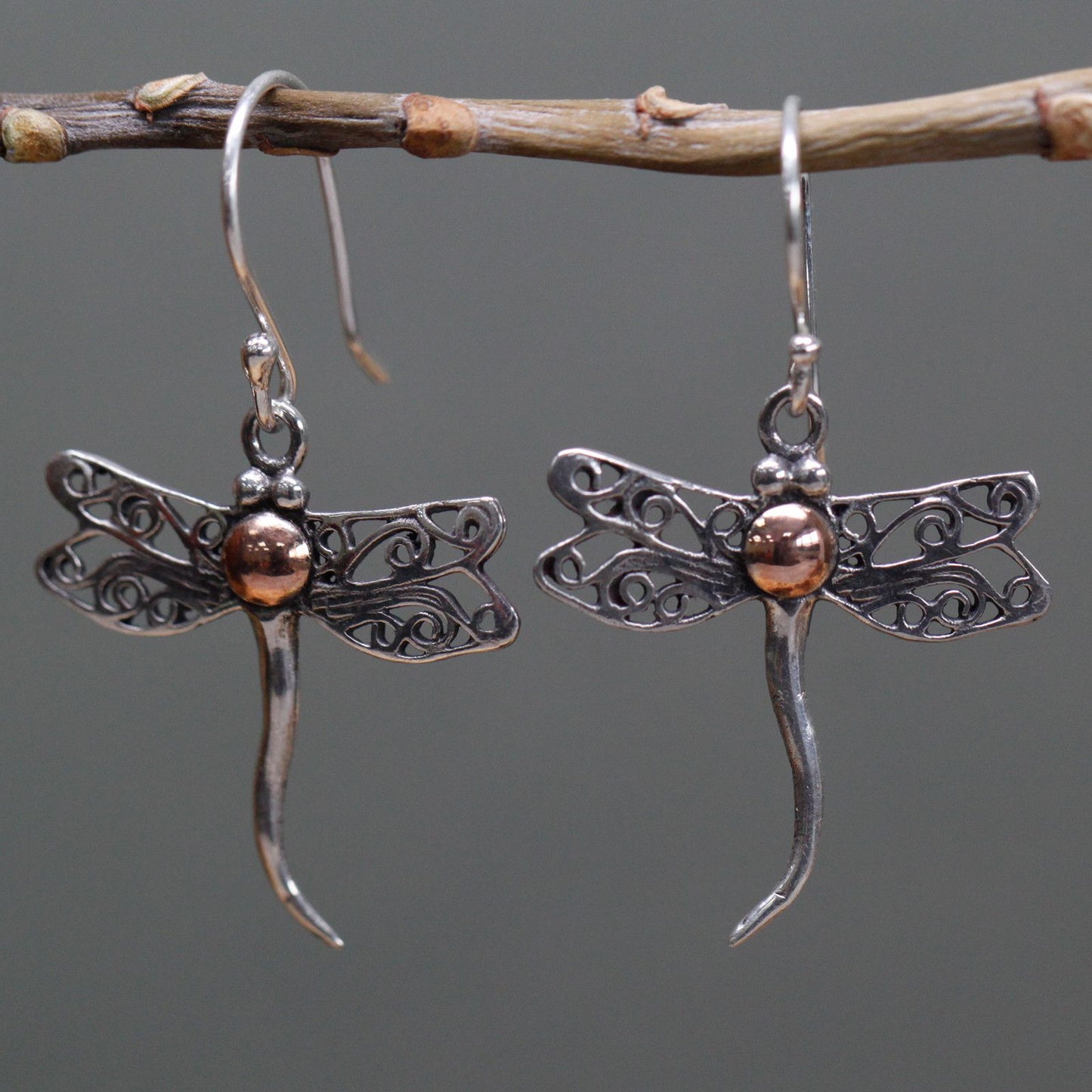 Pendientes Plata y Oro Libélulas
